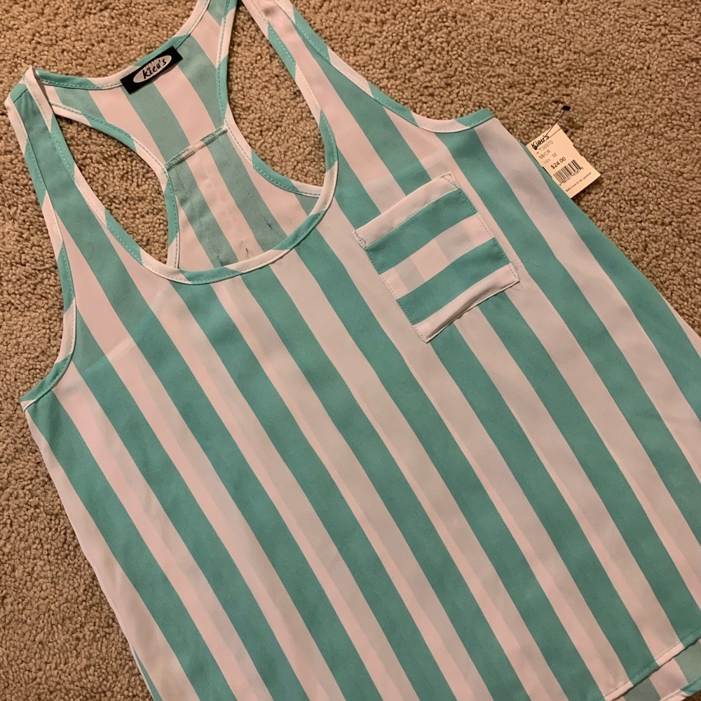 Mint colored razor back tank top